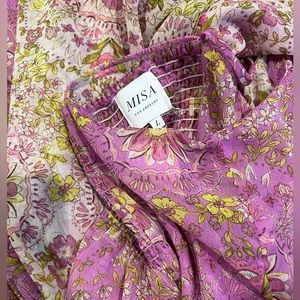 Misa Los Angeles Pink and Yellow Floral Maxi Dress